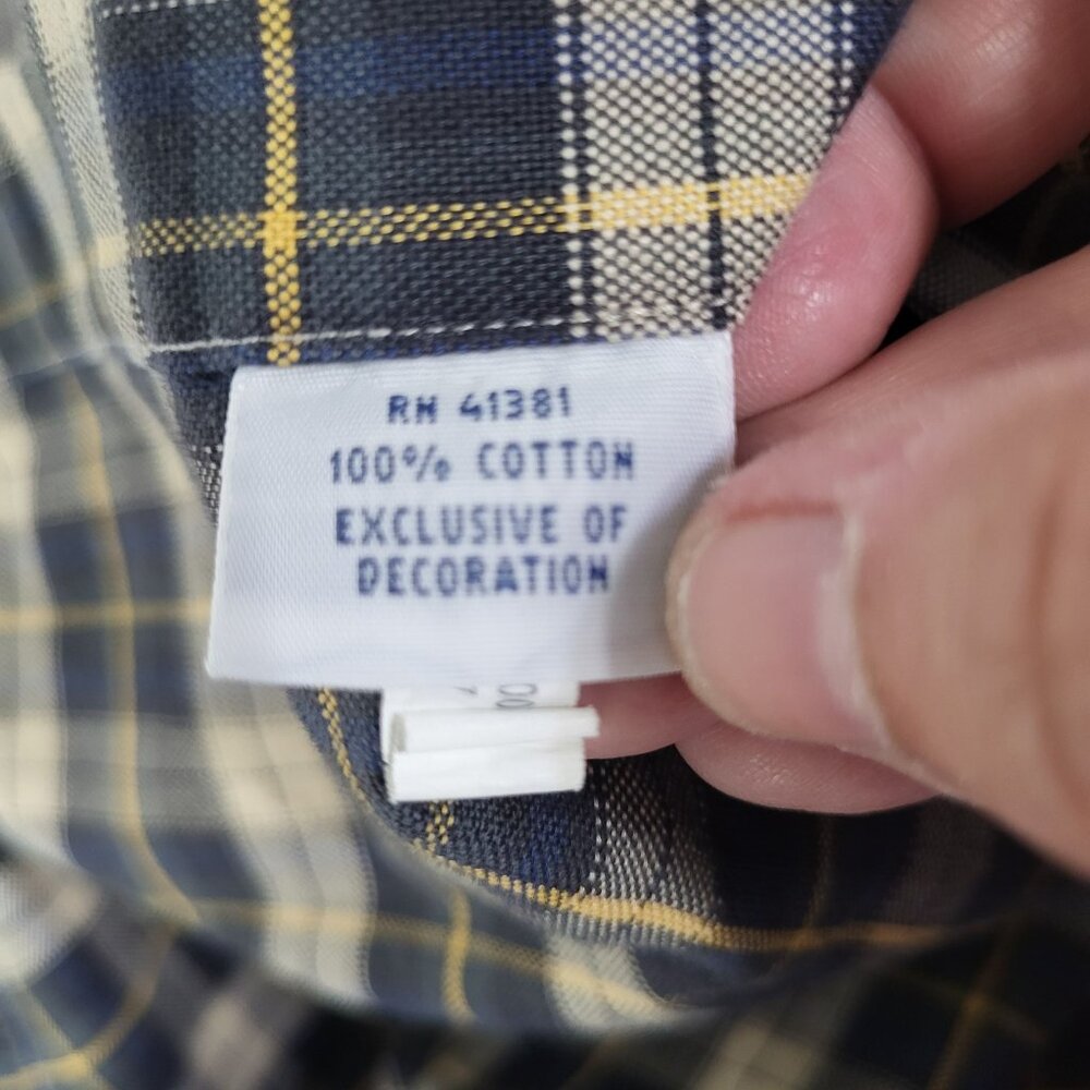 Ralph Lauren Men's Large Long Sleeve Button Down Shirt Plaid Blue Yellow - Picture 10 of 10